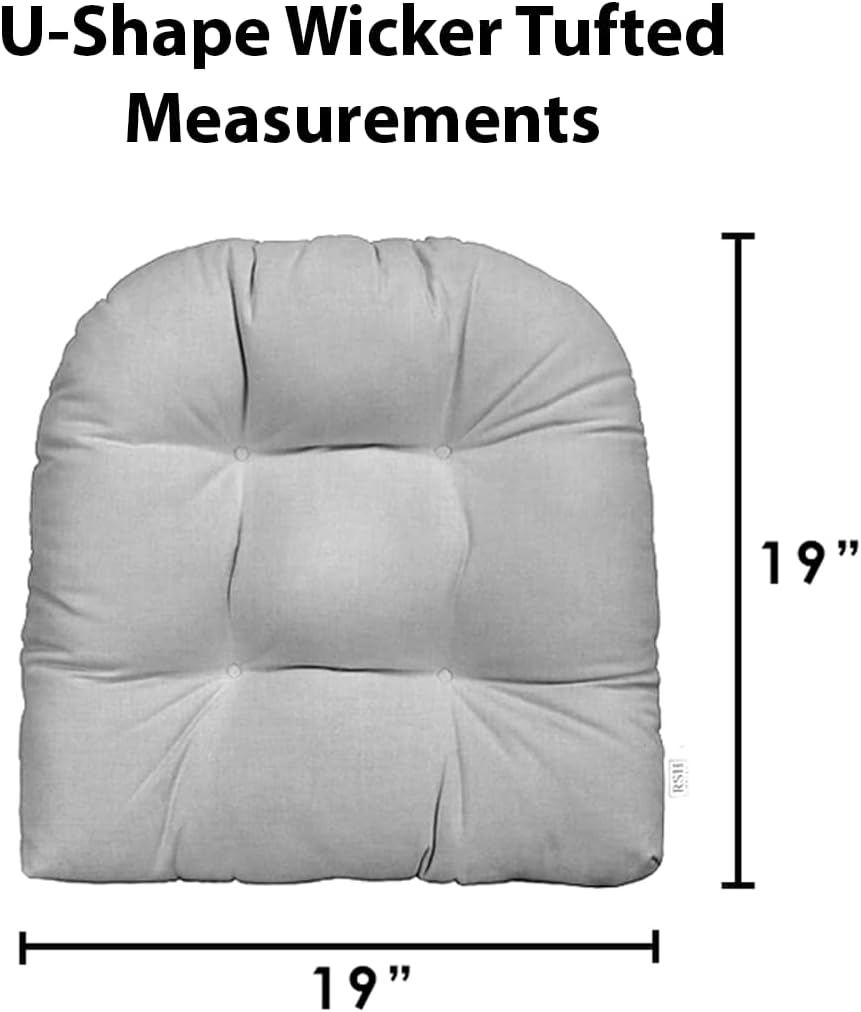 RSH DECOR: Sunbrella Play Tufted Wicker U-Shape Cushions Set of 2 | 19” x 19” | Water and Fade-Resistant Performance Fabric | Outdoor Seat Cushions for Patio Furniture | Play Heritage Scarlet