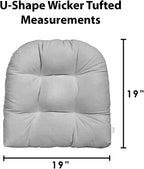 RSH DECOR: Sunbrella Play Tufted Wicker U-Shape Cushions Set of 2 | 19” x 19” | Water and Fade-Resistant Performance Fabric | Outdoor Seat Cushions for Patio Furniture | Play Heritage Scarlet