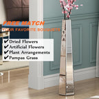 SHYFOY 30 inch Tall Mirror Floor Vase, Silver Large Vases for Decor Living Room Floor, Sophisticated Vessel for Decorative Branches and Dried Flowers (2 Pack)