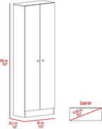 Multistorage Pantry Cabinet, 5 Shelves, Double Doors - Pearl