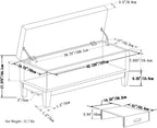 42"W Leather Storage Ottoman Bench with Lift Top and Trays, Footrest with Large Storage Space, Black Storage Chest with Wood Legs, Queen Size End of Bed Bench with Hidden Space for Blankets