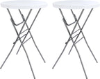 Byliable Cocktail Table 28in Folding Round High Top Indoor Outdoor with Removable Legs, Tall Bistro Foldable Bar Height Table for Parties, Patio, Backyard, Dining, Wedding, White- 2PCS