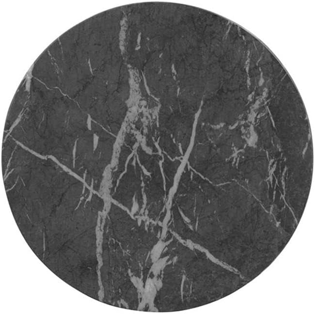 Pemberly Row Contemporary Faux Marble Side Table, Black Finish, Handmade, Water and Sunlight Resistant, 14 in x 14 in x 20.3 in, Indoor/Outdoor Use, Trendy Totem Silhouette Decor Piece