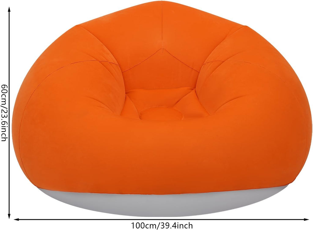 Inflatable Sofa Set, 6 Orange Chairs with Foot Pump for Home/Camping