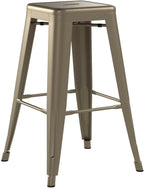 Yaheetech 24'' Metal Bar Stools Counter Height Barstools Set of 4 High Backless Industrial Stackable Chairs for Indoor and Outdoor, Gun Metal