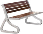 Garden Garden Wooden Backrest Bench, with Stainless Steel Metal Frame, Suitable for Indoor Outdoor Patio Seat
