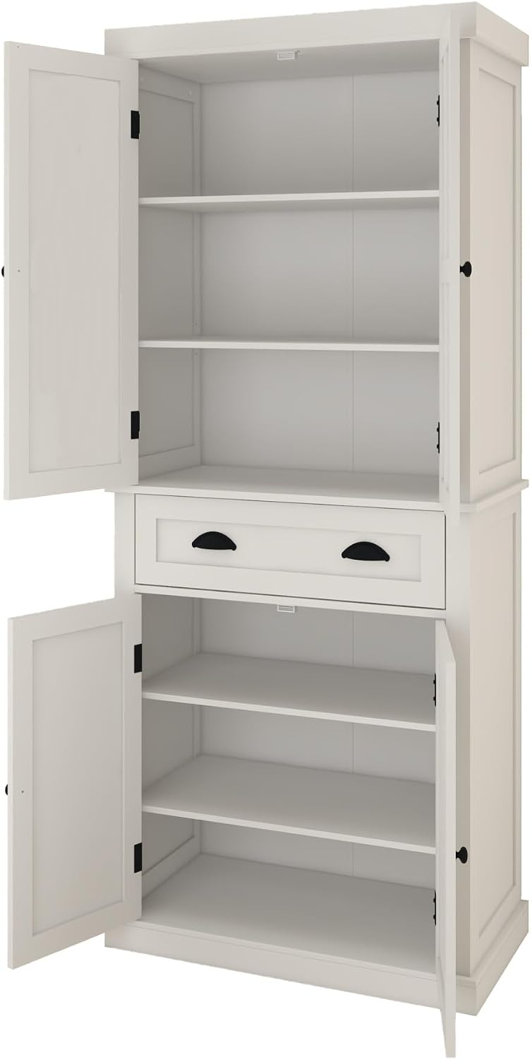 Modern Kitchen Pantry Storage Cabinet, 4 Doors and 2 Adjustable Shelves, for Dining Living Room,for Kitchen Home