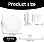 SUPERFINDINGS 2 Sets Clear Glass Oil Lamp Round Refillable Liquid Petite Oil lamp 8 x 7.4 cm Burning with Wick and Holder Included for Indoor Lighting and Outdoor Events