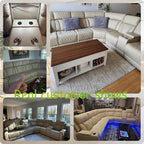 Power Reclining Sectional Sofa Set, Living Room Furniture Sets, Breathing Leather Sectional Couch and Loveseat with 4 Recliners, LED Light, USB Charging Port & Storage for House/Home Theater