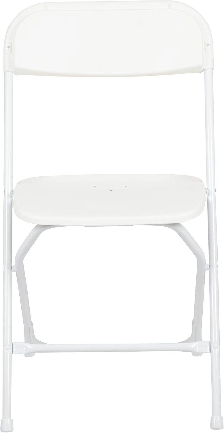 Flash Furniture Hercules Set of 10 Indoor/Outdoor Heavy-Duty Plastic Folding Chairs, Foldable Commercial Stacking Chairs with 650-lb. Static Weight Capacity, White