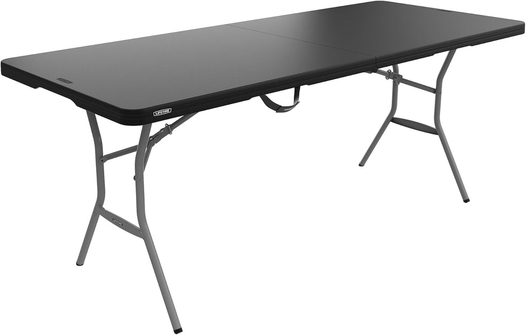 LIFETIME 6-Foot Fold-in-Half Table, Light Commercial Folding Table, Black