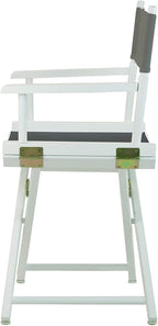 HomeStock Antique 18" Director's Chair Solid Wood Folding Chair with Armrests, Canvas Seat, Compact Foldable Frame, 33.75 x 21.75 x 16 in, 18 in Seat Height, Weighs 10 lb Soft Gray/18-Inch White Fram