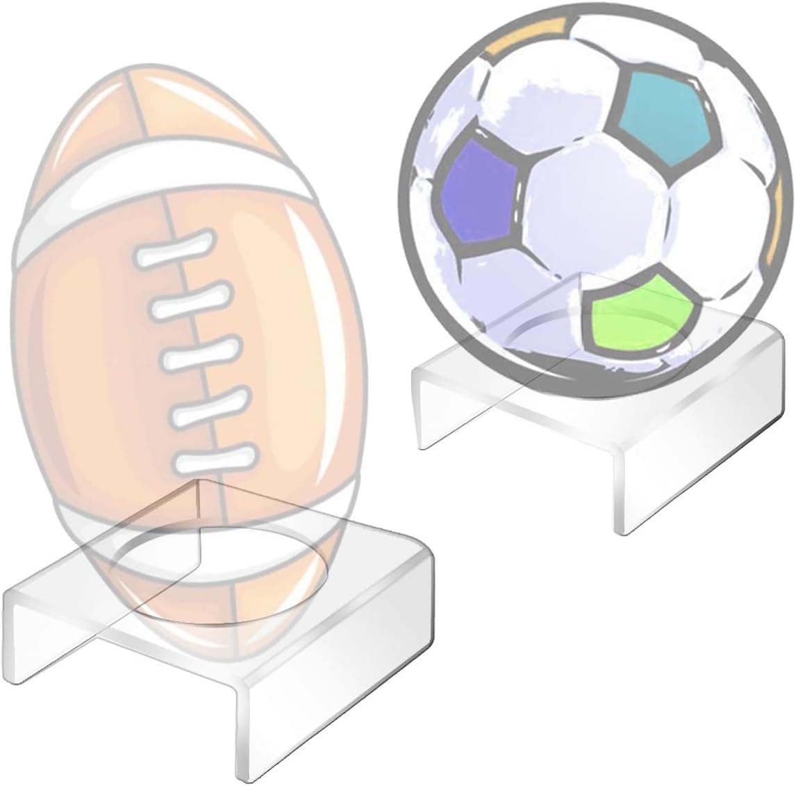 Clear Acrylic Football Stand, 5mm Thickened Display Holder for Basketball, Volleyball, Soccer Ball and Other Sports Memorabilia Home Decoration