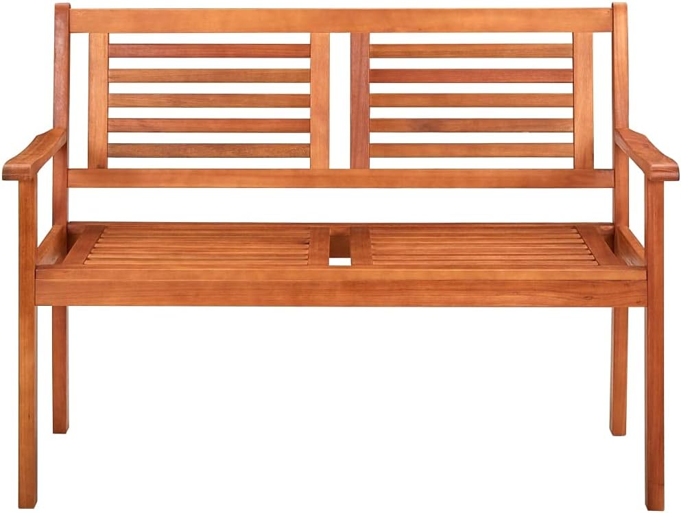 2-Seater Eucalyptus Wood Garden Bench, Outdoor Patio Loveseat with Oiled Finish, Ergonomic Wooden Seat for Backyard, Balcony, and Terrace Seating