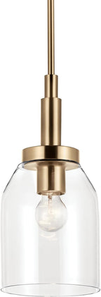 Kichler Madden 1-Light Mini Pendant Light Fixture with Clear Glass Shade in Champagne Bronze, Sloped Ceiling Compatible for Kitchen Island Hanging Lighting (15" x 7 "), 52725CPZ