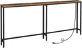 HOOBRO 70.9" Narrow Console Table with Charging Station, 5.9" Slim Sofa Table Behind Couch, 2 AC Outlets & USB-C Ports, Long Entryway Tables, for Hallway, Livingroom, Rustic Brown BF185UXG01G1