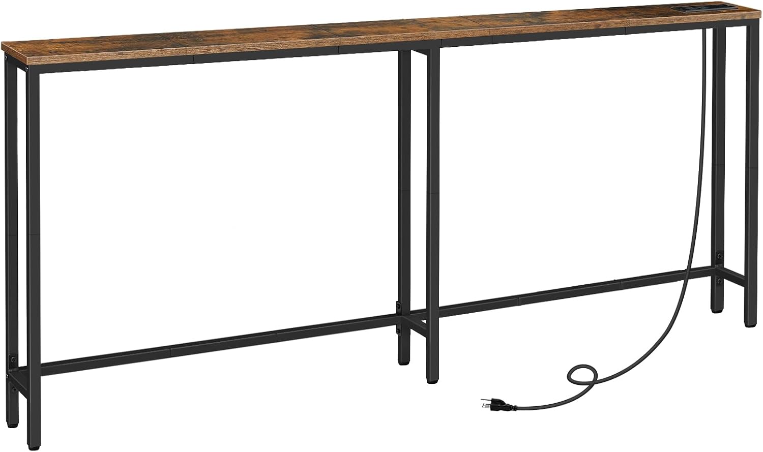 HOOBRO 70.9" Narrow Console Table with Charging Station, 5.9" Slim Sofa Table Behind Couch, 2 AC Outlets & USB-C Ports, Long Entryway Tables, for Hallway, Livingroom, Rustic Brown BF185UXG01G1