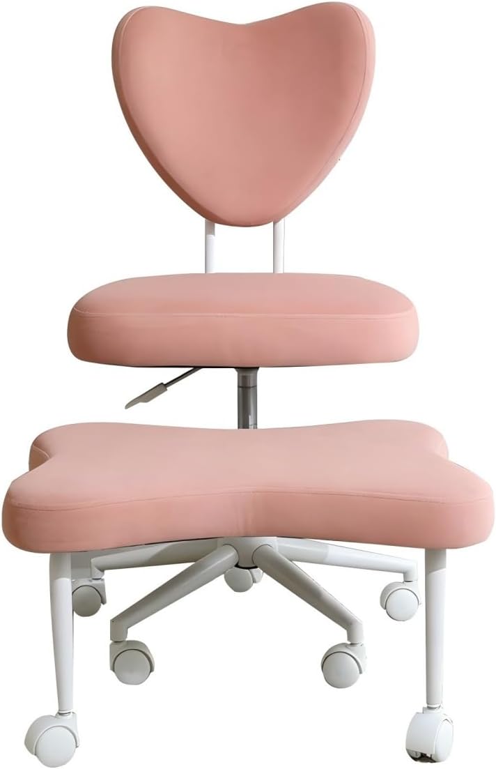 Ergonomic Meditation Chair with Lumbar Support, 360° Swivel Base and Adjustable Seat Cushion, Pink Velvet Upholstered for Yoga or Office, 300 lb Capacity