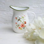 Enamel Vintage Pitcher Vase for Flowers,7.9" L x 5.3" W x 7.5" H Rustic Pitcher Vase,Farmhouse Decor for Kitchen Table Centerpiece,Living Room,Bedroom (Green)