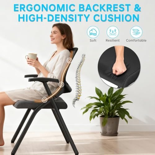 Folding Office Chair Mesh-Back – Stackable & Foldable for Space Efficiency: Ideal for Conferences, Guest Reception, Training & Classrooms,Basic Model,10