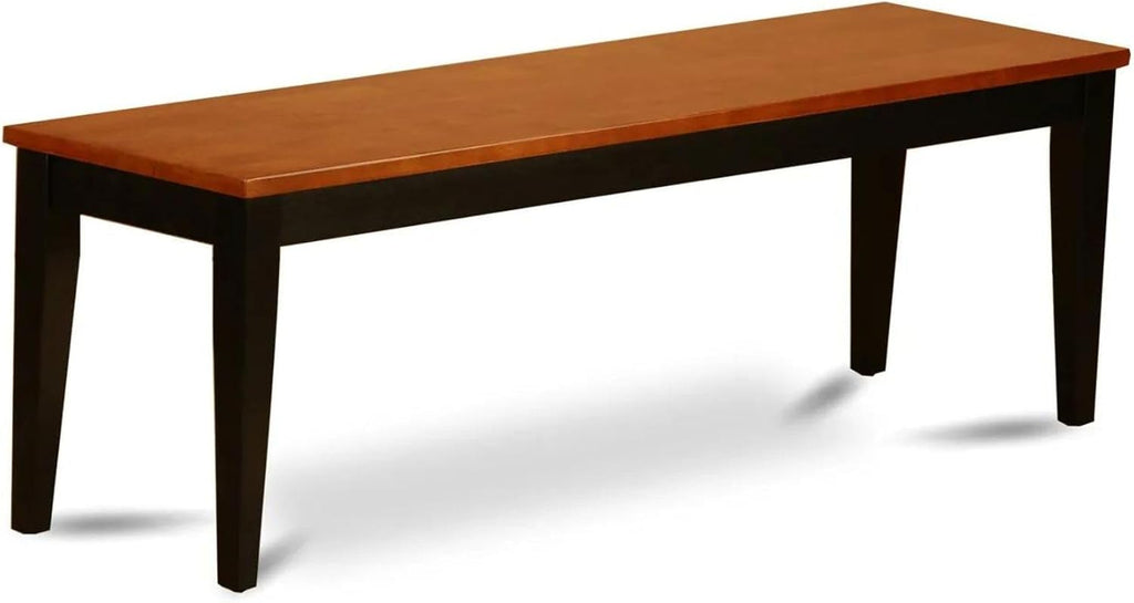 East West Furniture NIB-BLK-W Nicoli Dining Table Bench with Wooden Seat, 54x15x17 Inch, Black & Cherry