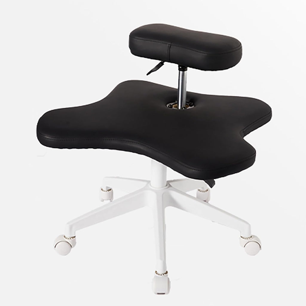 Cross Legged Chair with Wheels - Height Adjustable Kneeling Chair for Office, Home, Yoga, and Meditation (Svart)
