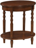 Pemberly Row Oval End Table with Shelf, 20.5 x 15.25 x 24.25 in, Solid Wood Legs, Espresso Veneer Finish, Bottom Shelf Storage, Classic Accent Table for Living Room or Bedroom Use