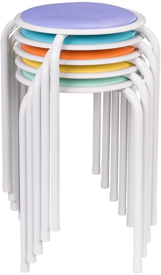 Topeakmart Metal Stack Stools with Padded Seat Soft Bar Stools Portable Furniture Flexible Seating 17.7in Height Pack of 5