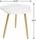 danpinera Round Side Table, Metal Legged Accent Table with Wooden Tray, Flower Tray Small Round End Table for Living Room, Bedroom, Nursery White & Gold
