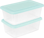 Sterilite Set of 10 Storage Boxes, Clear Plastic Stackable Containers, Lightweight Home Organizers with Snap Lids, 6 Quart, Mindful Mint