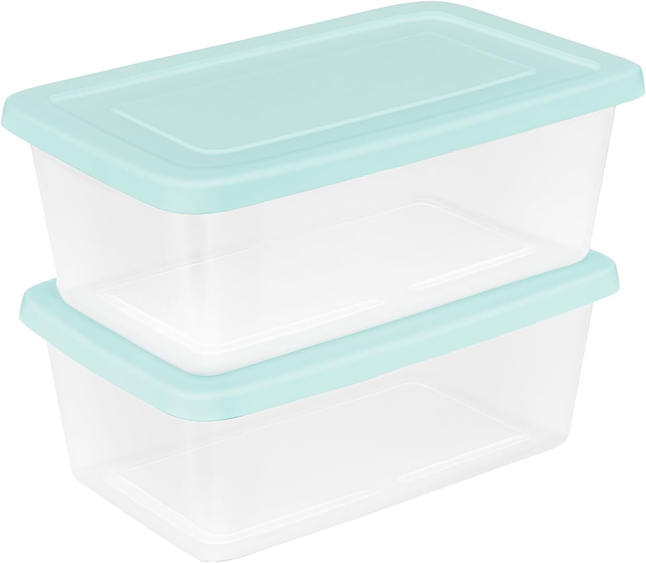 Sterilite Set of 10 Storage Boxes, Clear Plastic Stackable Containers, Lightweight Home Organizers with Snap Lids, 6 Quart, Mindful Mint