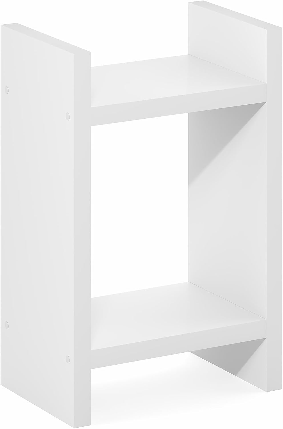 Furinno Viola Side Table, 2-Tier Modern End Table with Open Shelf, 1.2-Inch Extra Thick Frame Night Stand, Open Back Bedside Table, Easy Assembly, for Living Room, Bedroom, White