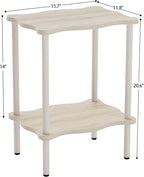 THUMEYE 2-Tier Side Table 20.6”H, Space-Saving Small Nightstand with Solid Wood Legs, Tool-Free Assembly, Suitable for Reading Chair, Bedside, Balcony, 15.7”D x11.8”W, Imitated Oak Grain