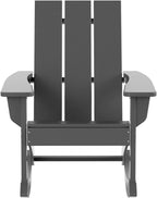HDPE Shoreside Modern Rocking Poly Adirondack Chair,Gray