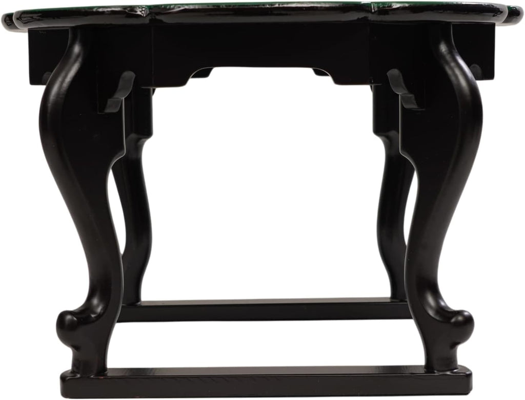 February Mountain Mother of Pearl Tray Table – Round Tea Table with Floral Butterfly Inlay, Small Decorative Side Table for Living Room, Home Decor Accent (Black)