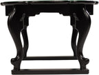 February Mountain Mother of Pearl Tray Table – Round Tea Table with Floral Butterfly Inlay, Small Decorative Side Table for Living Room, Home Decor Accent (Black)