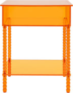 16inch Acrylic End Side Table, 3 Tier Orange End Table with Large Storage Modern Nightstand Coffee Table Accent Table for Compact Space Living Room Bedroom