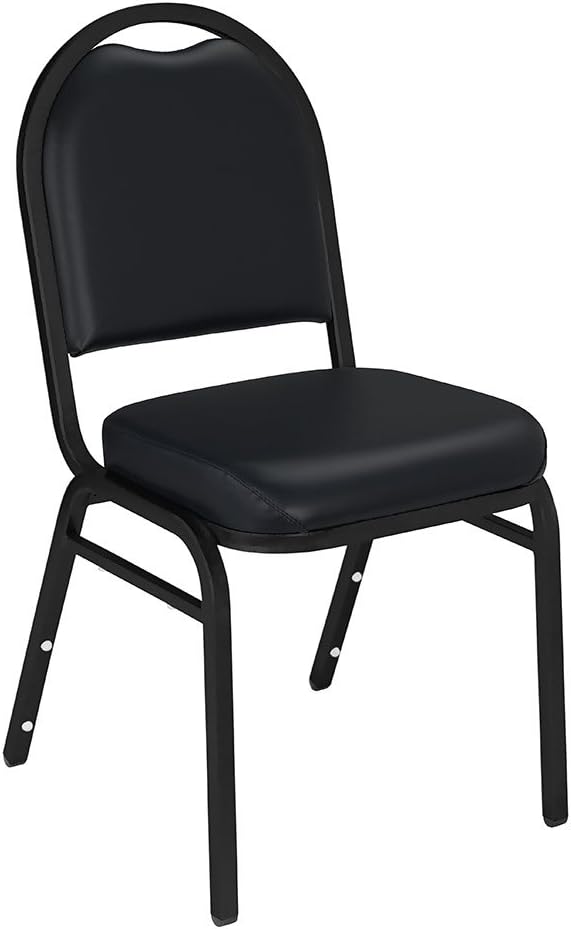 NPS 9210-BT Vinyl-upholstered Dome Back Stack Chair with Steel Black Sandtex Frame, 300-lb Weight Capacity, 18" Length x 20" Width x 34" Height, Black