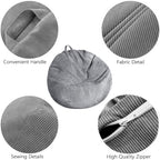 Stuffed Animal Storage Bean Bag Chair Cover (No Filler) Washable Ultra Soft Corduroy Bean Bag Cover for Organizing Plush Toys or Textile, Sack Bean Bag for Adults, Teens