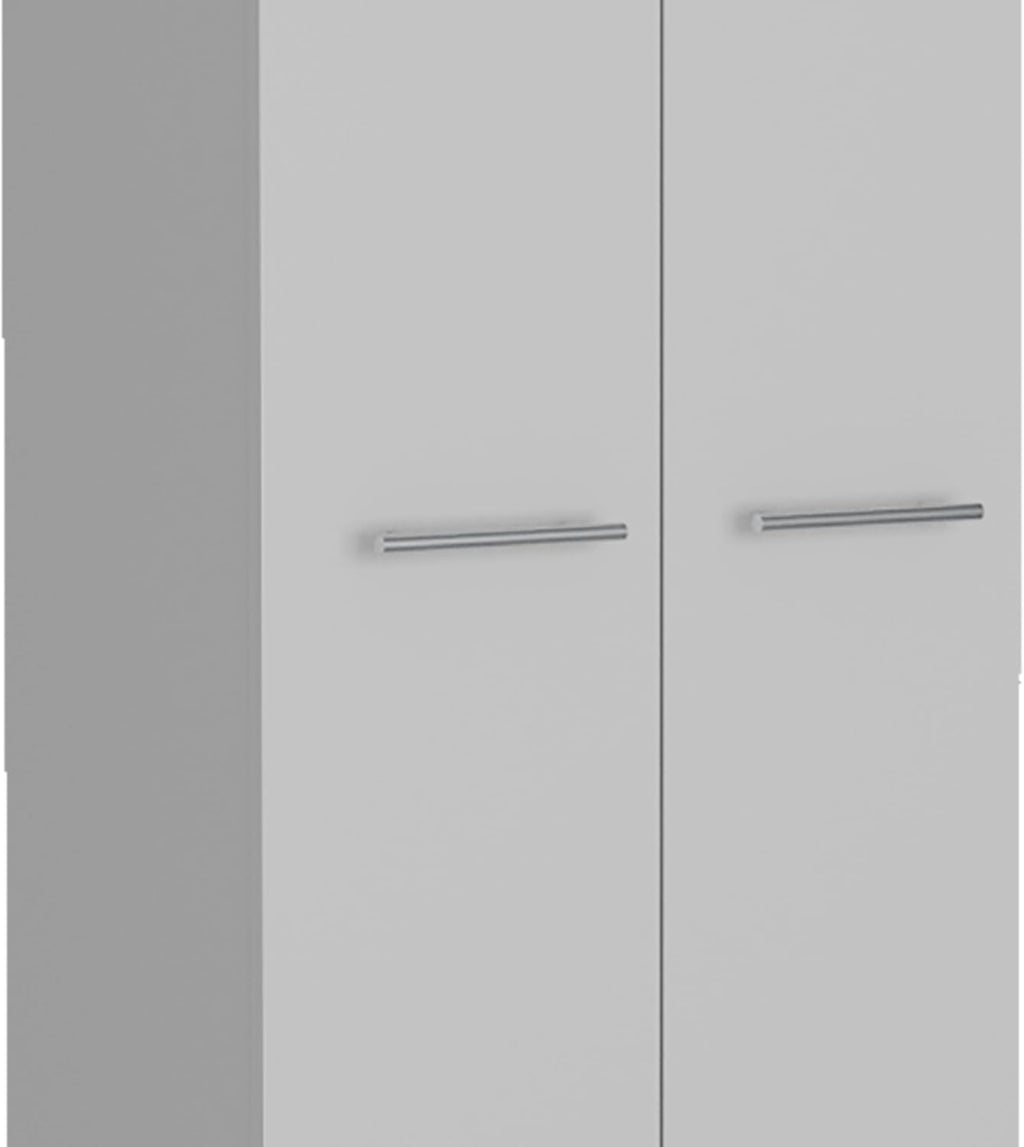 Pensacola Double Door Pantry Cabinet: 78" High Storage with 5 Shelves - White Modern Style Particle Board for Home Organization & Kitchen Storage