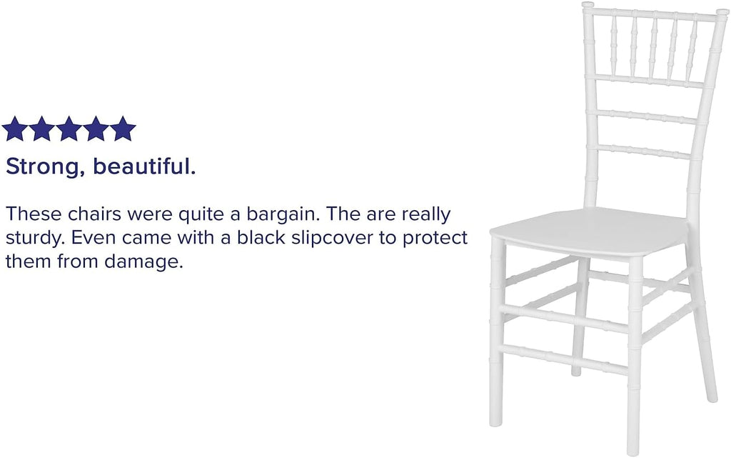 Flash Furniture 2 Pack HERCULES PREMIUM Series White Resin Stacking Chiavari Chair