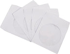 100 Pack Maxtek Premium White Paper CD DVD Sleeves Envelope with Window Cut Out and Flap, 100 gsm