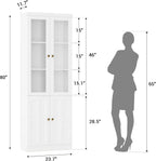 Cyclysio Kitchen Pantry Cabinet, 80" Wood Pantry Storage Cabinet with Doors and Adjustable Shelves, Kitchen Cabinet with Thickened Top Panel, Tall Cabinet for Livingroom, Pantry, Bathroom, White