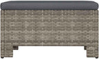 Patio Ottoman Outdoor Wicker Footstool, Garden Footrest with Dark Grey Cushion, Poly Rattan Modular Furniture Foot Rest for Backyard, 22.4 x 22.4 x 11 Inches