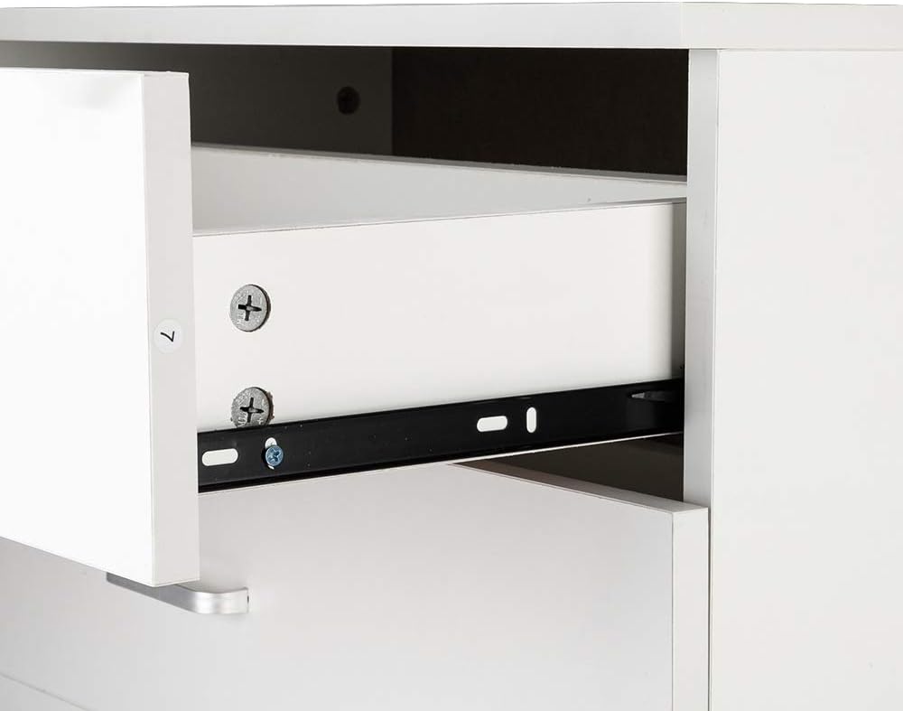 Mid Century Nightstand,Bedroom Bedside End Table,Solid Wood Night Stand,Home Office Dresser Side Tables,with 3 Drawers & Handle,for Small Spaces, Study, Living Room, Entryway, Hallway (White)