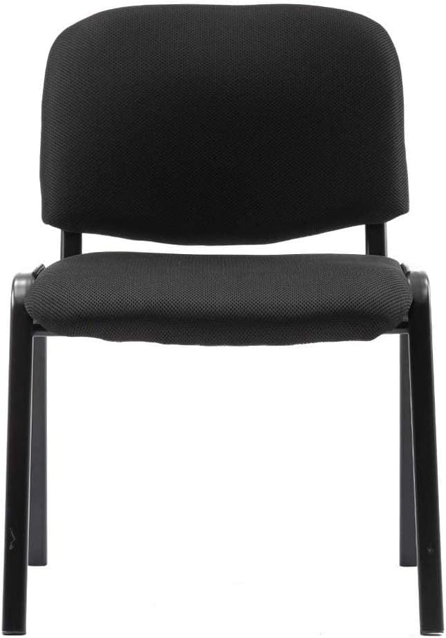 Stackable Office Guest Chairs, Reception Waiting Room Chairs with Padded Seat & Back, Armless No Wheels Conference Chairs for Training, Meeting, Lobby, Set of 5, Black Mesh Fabric