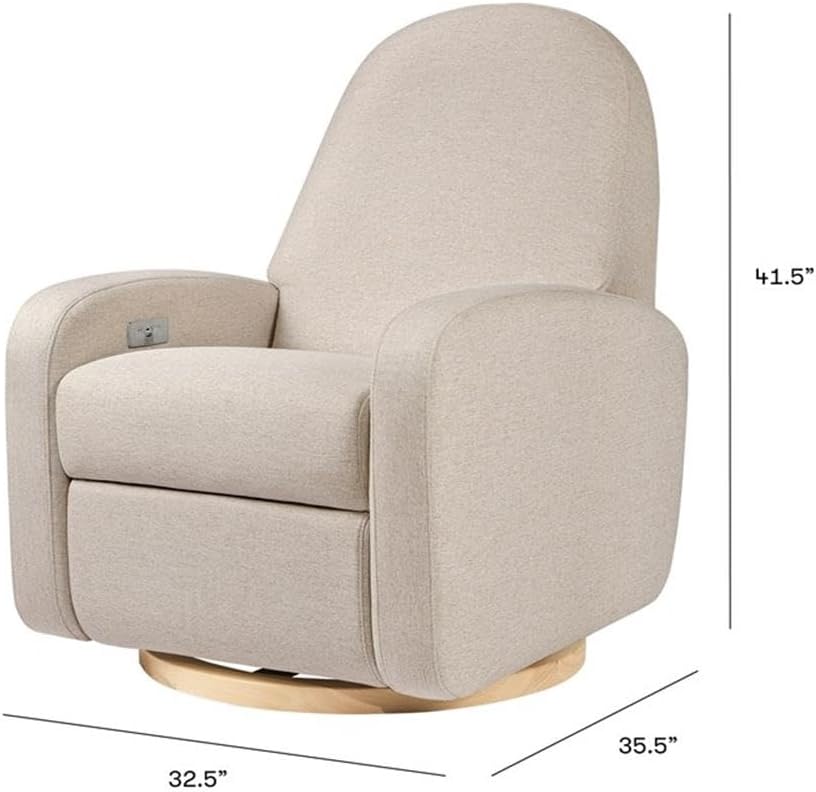 Babyletto Nami Power Recliner Glider Chair, Performance Beach Eco-Weave | GREENGUARD Gold & CertiPUR-US Certified Electronic Nursery Recliner w/ USB Ports - 270° Swivel - Water & Stain Repellent