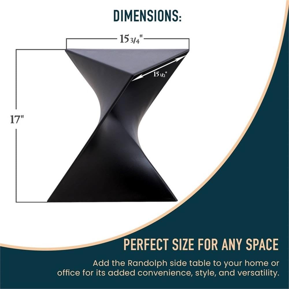 BOWERY HILL Contemporary Plastic Triangle End Table, Black Finish, 17 in H x 15.75 in W x 15.5 in D, Stackable Lightweight Design, Durable Versatile Stool or Side Table for Living Room or Bedroom