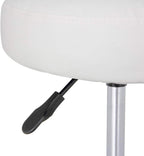 BAKAJI White Faux Leather Round Stool, 34cm Seat, 45-57cm Height