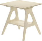 Roundhill Furniture Arona Mid-Century Modern Wood Shelf End Table, Off-White Finish